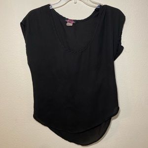 Black sheer cap sleeve blouse size S